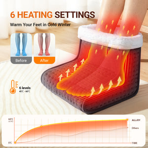 Calientapies eléctrico ALLJOY para hombre y mujer, 6 niveles de calor y apagado automático a los 90 min