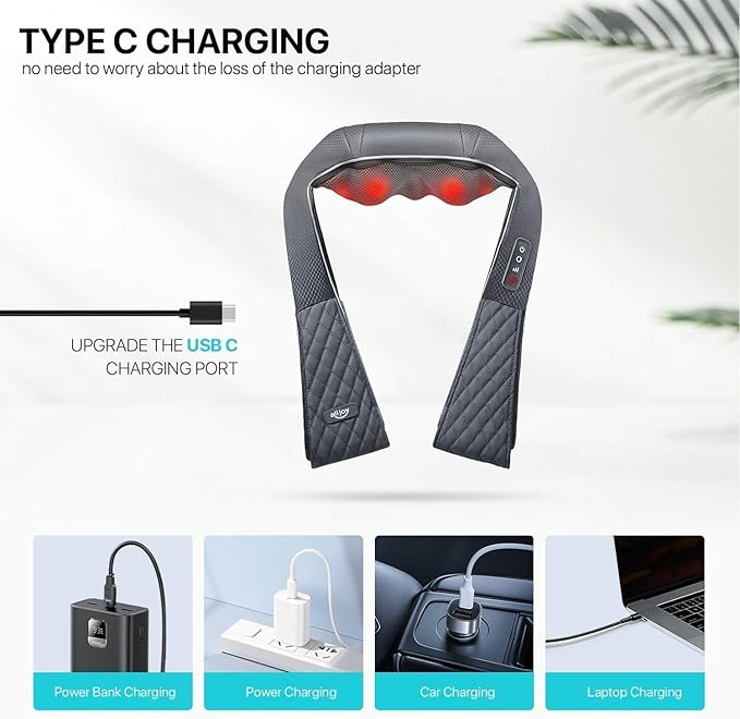 ALLJOY Cordless Shiatsu Neck Massager with Heat