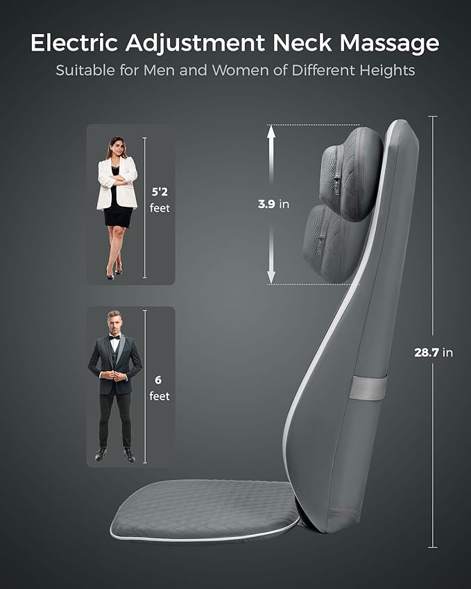 ALLJOY Back Chair Massager Pad, Shiatsu Kneading Office Chair Back Massager