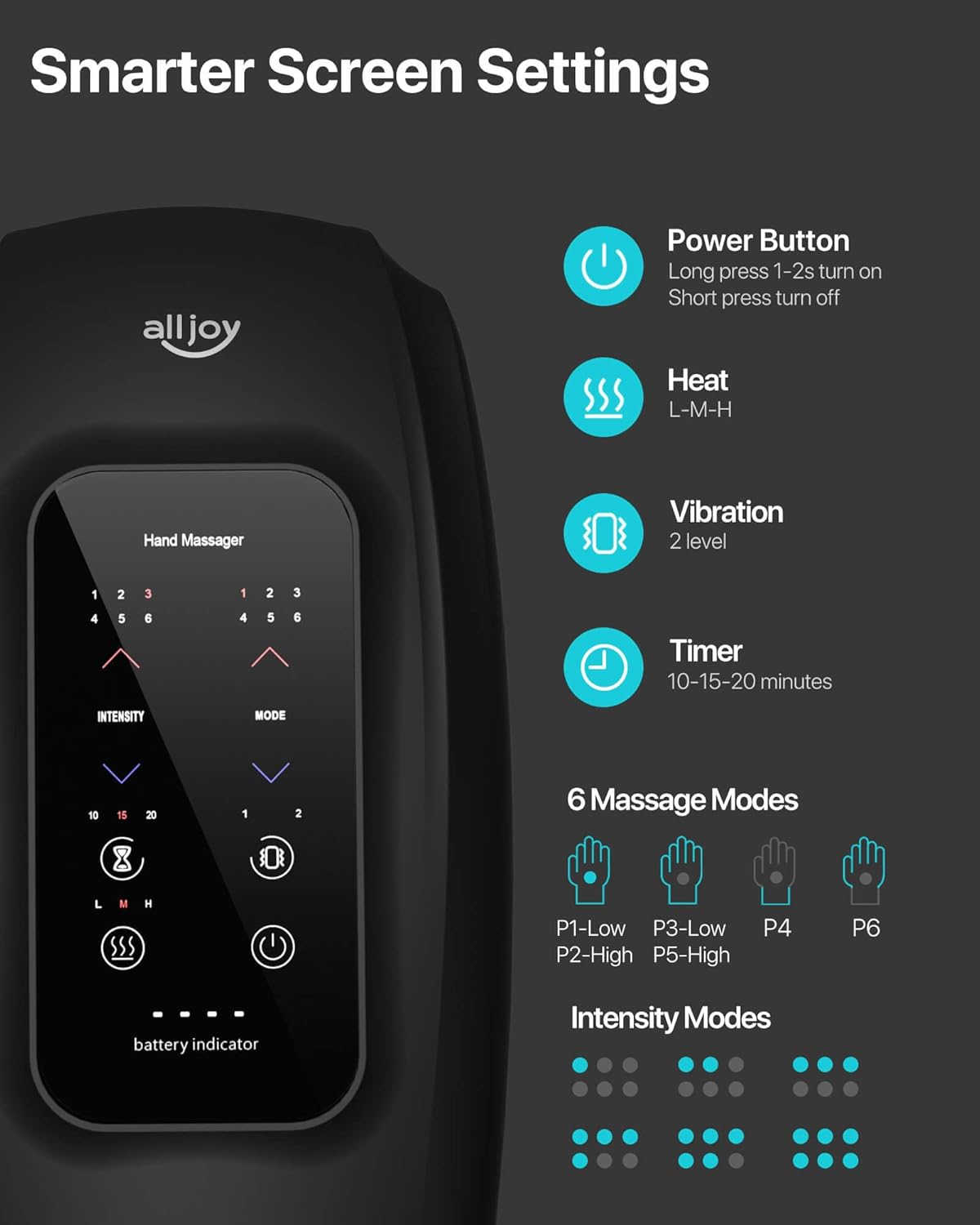 ALLJOY Touchscreen-Handmassagegerät, schnurlos, Geschenke für Männer, Frauen, Mama, Papa 