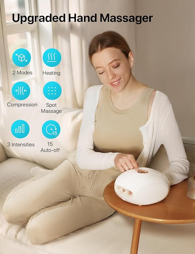 H1 Rechargeable Hand Massager with Heat & Finger Compression