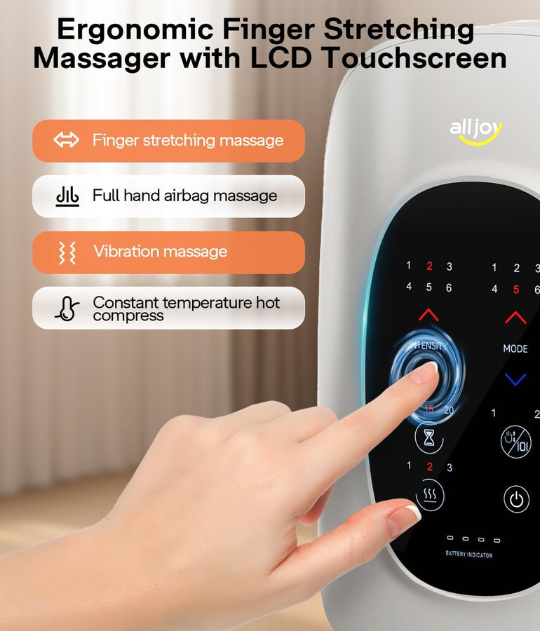 ALLJOY H4 Ergonomic Hand & Finger Massager with Heat & Compression