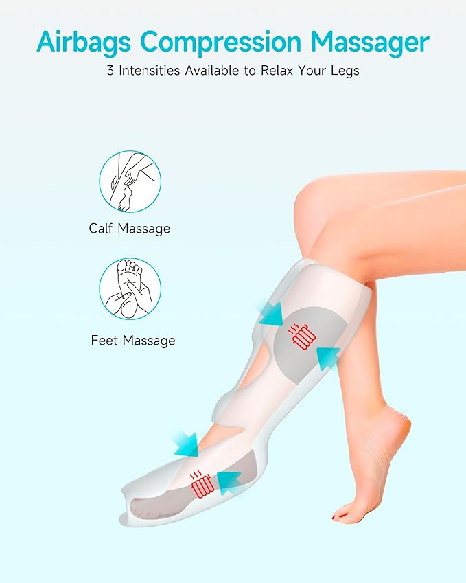 ALLJOY Leg Massager with Heat and Compression, 6 Modes 3 Intensities 2 Heat Levels