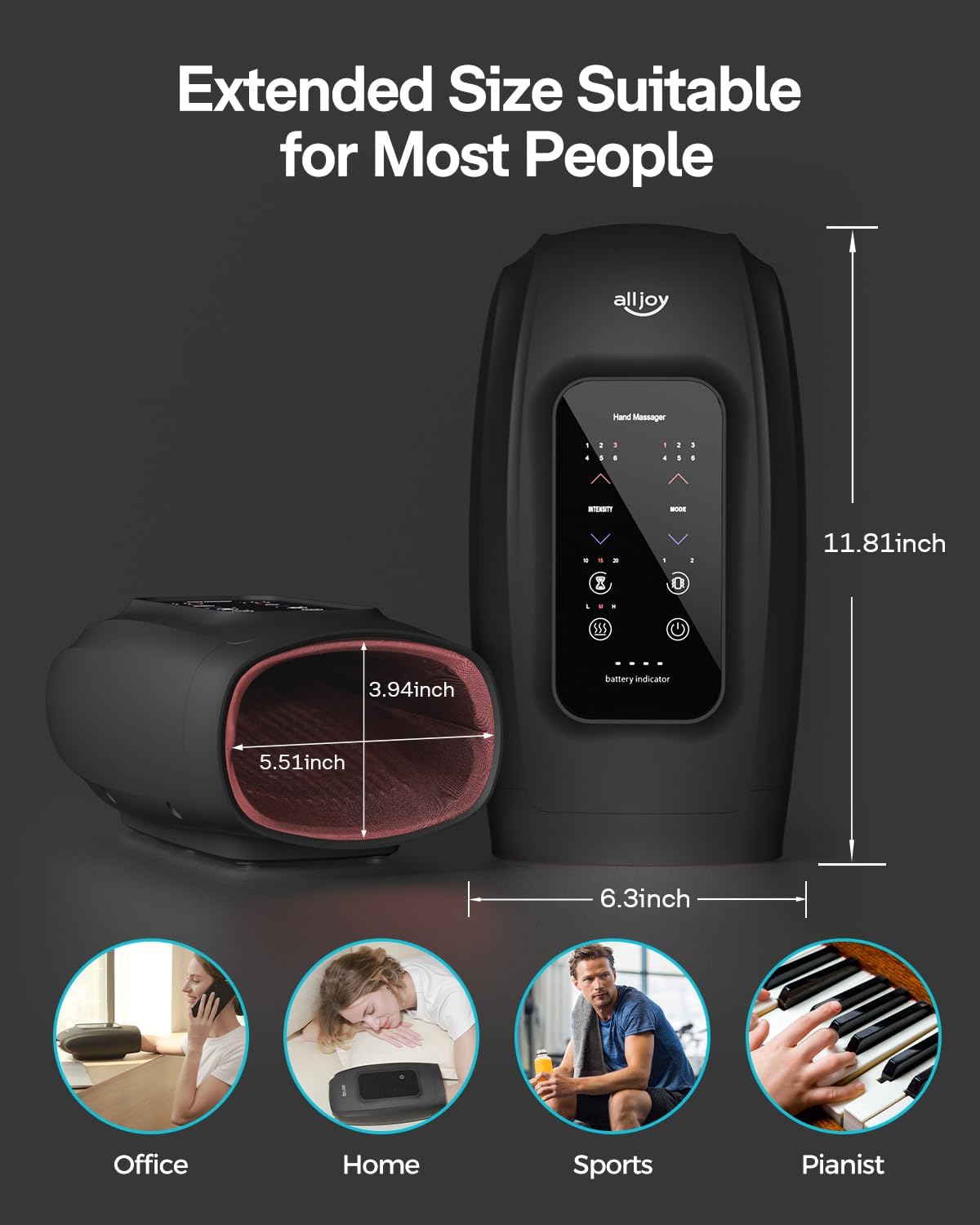 ALLJOY Touchscreen-Handmassagegerät, schnurlos, Geschenke für Männer, Frauen, Mama, Papa 