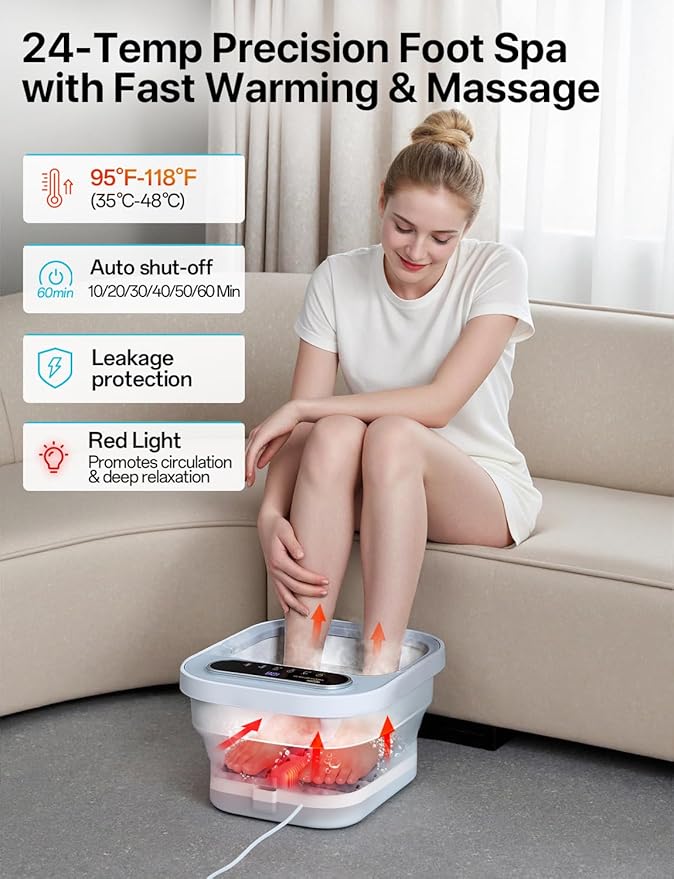 ALLJOY Collapsible Foot Massager Spa Soaking Tub With Bubbles