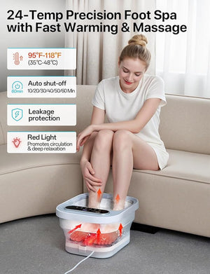 ALLJOY Collapsible Foot Massager Spa Soaking Tub With Bubbles