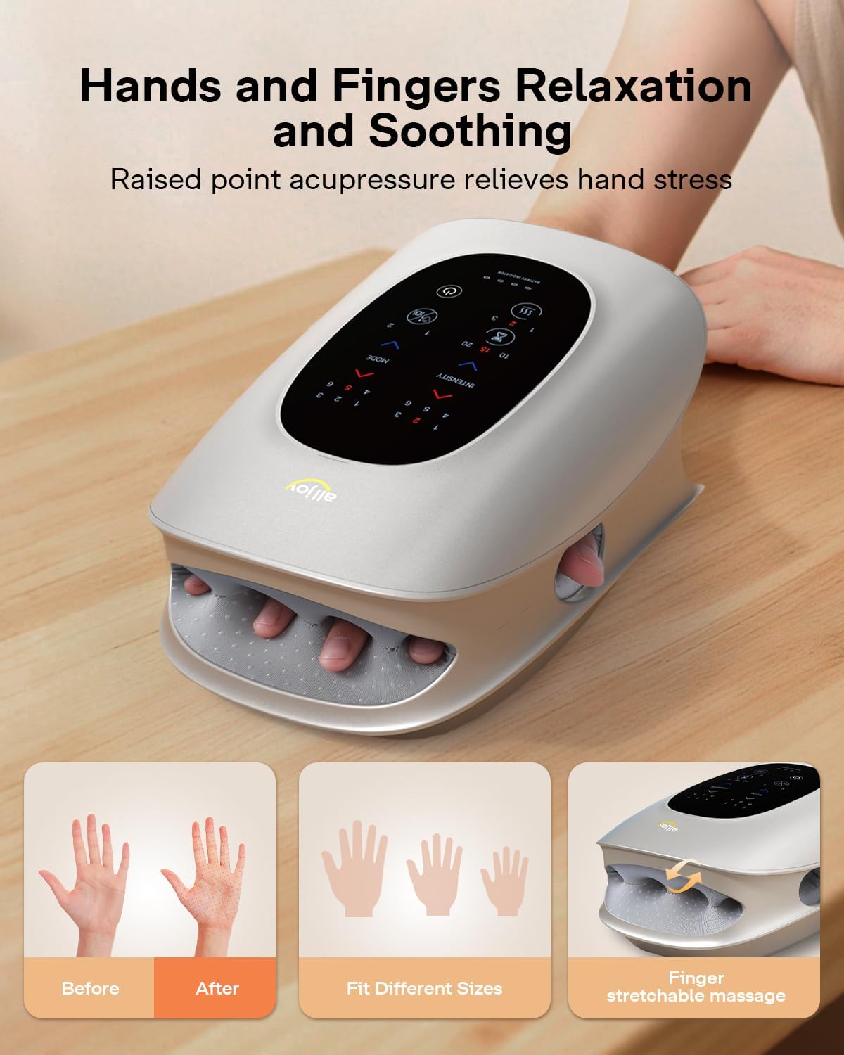 ALLJOY H4 Ergonomic Hand & Finger Massager with Heat & Compression