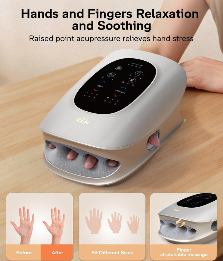 ALLJOY H4 Ergonomic Hand & Finger Massager with Heat & Compression