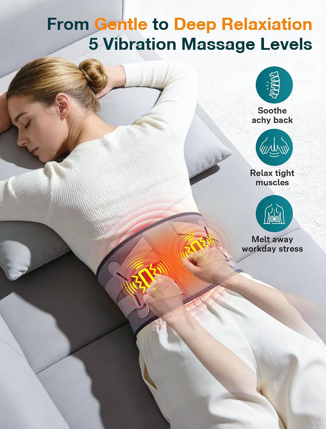 ALLJOY Heated Lumbar Support Belt – Cordless Heated Lumbar Massager for Back Pain & Daily Relief