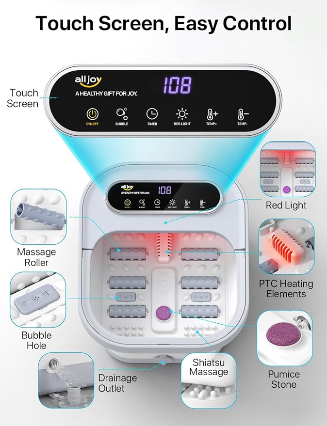 ALLJOY Collapsible Foot Massager Spa Soaking Tub With Bubbles