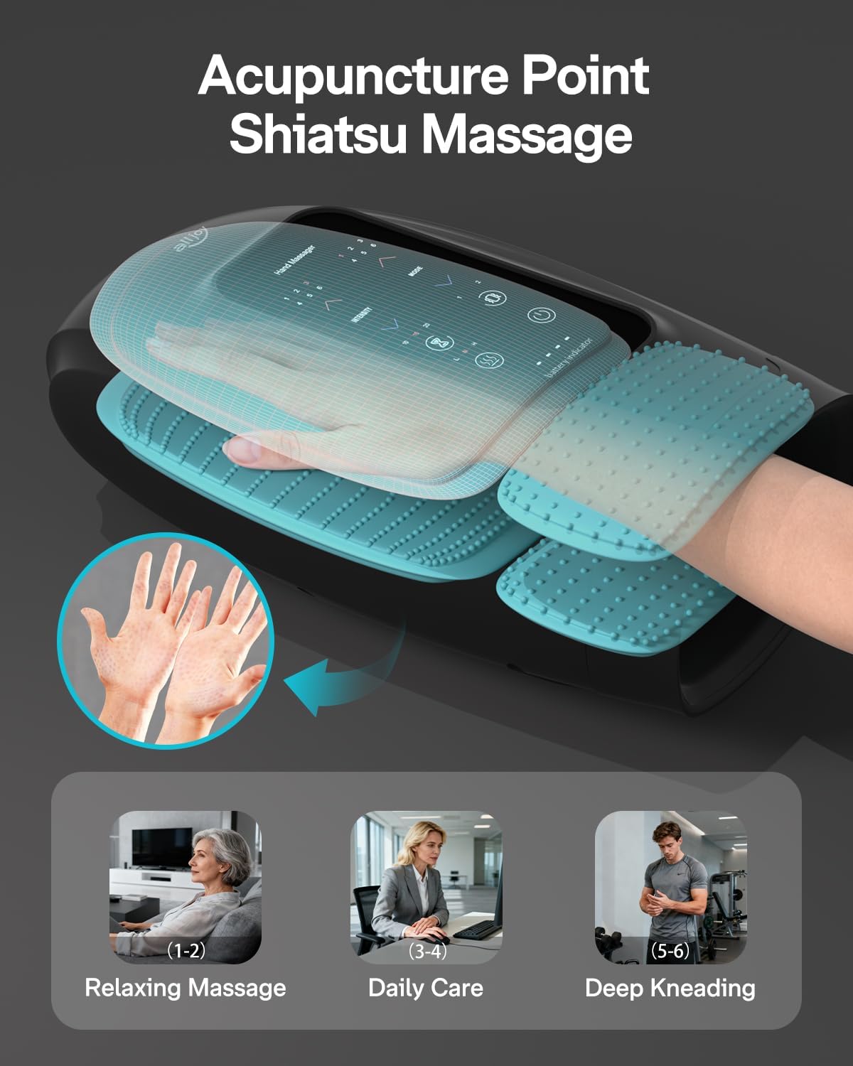 ALLJOY Touchscreen-Handmassagegerät, schnurlos, Geschenke für Männer, Frauen, Mama, Papa 