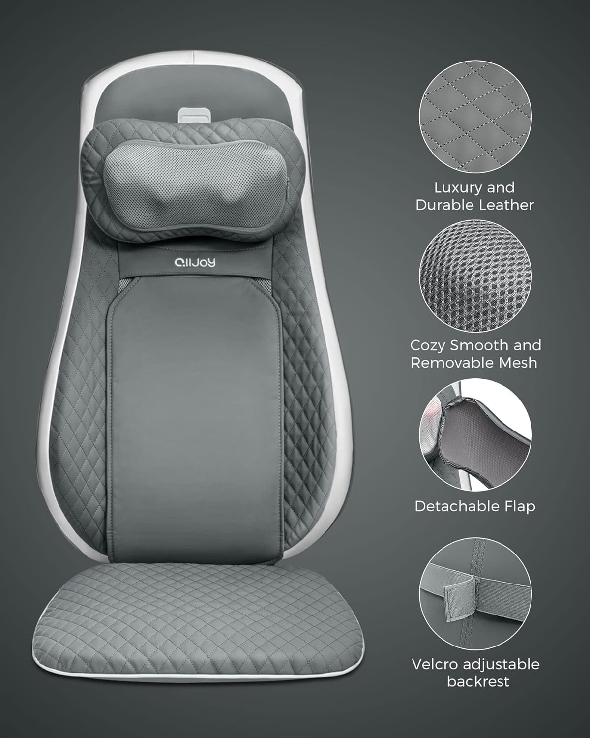 ALLJOY Back Chair Massager Pad, Shiatsu Kneading Office Chair Back Massager