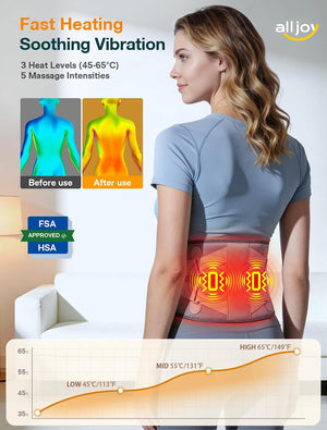 ALLJOY Heated Lumbar Support Belt – Cordless Heated Lumbar Massager for Back Pain & Daily Relief