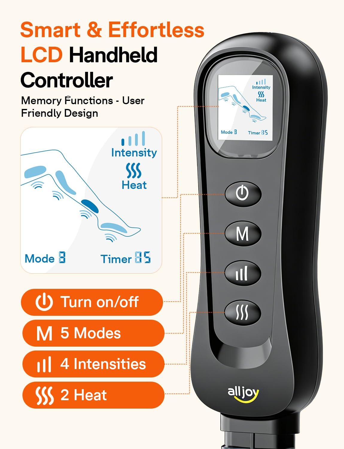 ALLJOY L1 Leg Massager with Heat & Compression for Circulation & Fatigue