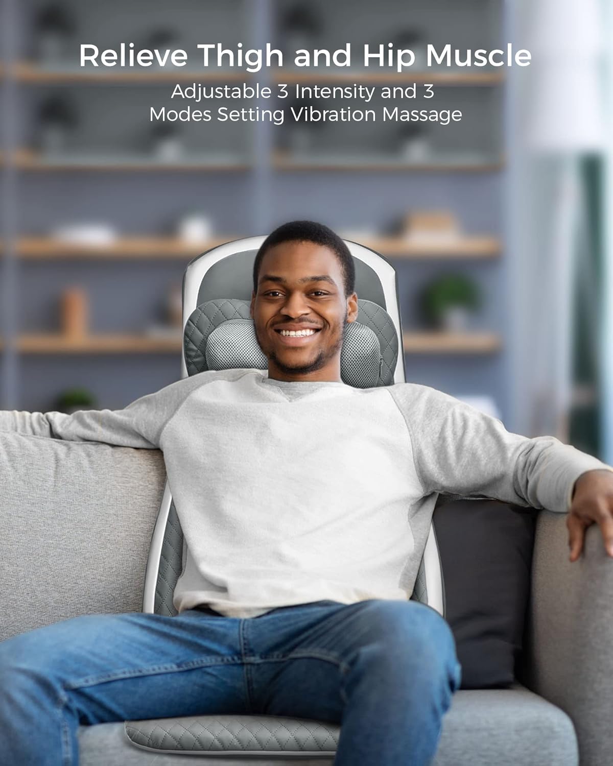 ALLJOY Back Chair Massager Pad, Shiatsu Kneading Office Chair Back Massager