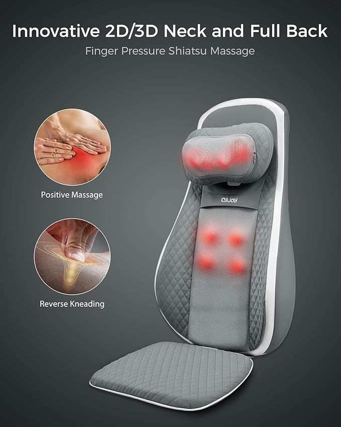 ALLJOY Back Chair Massager Pad, Shiatsu Kneading Office Chair Back Massager