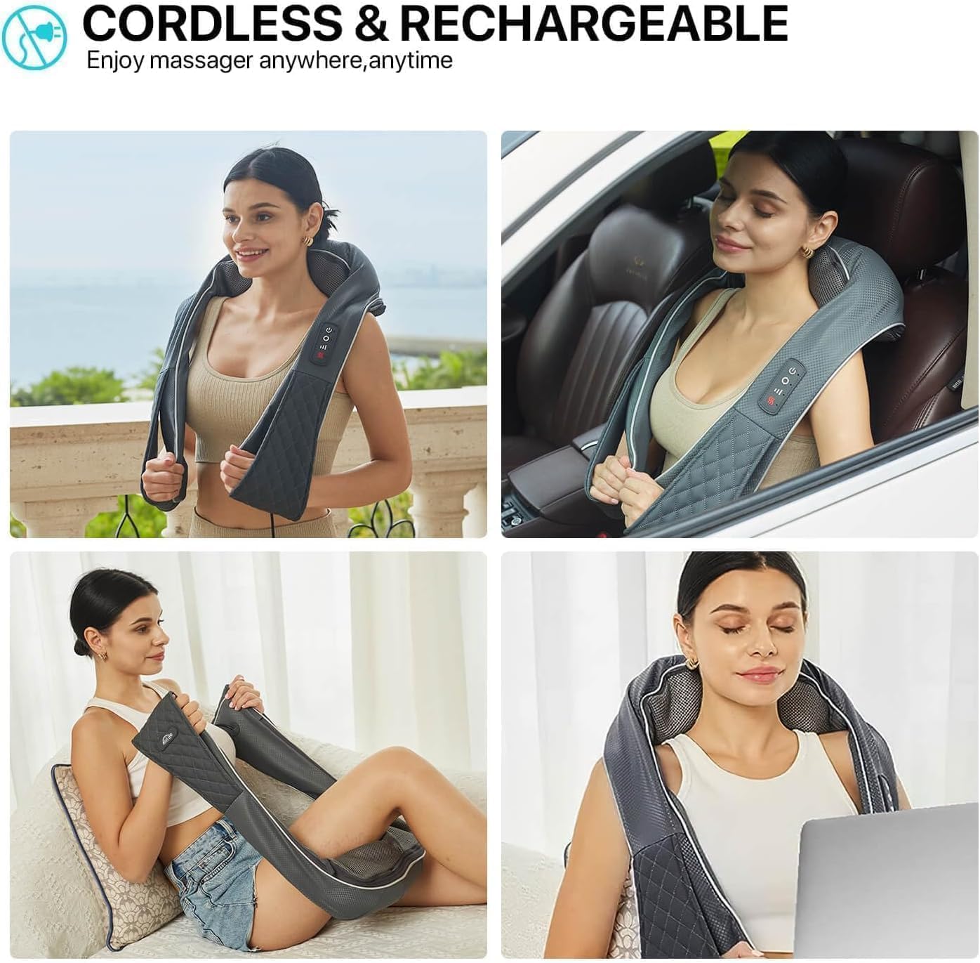 ALLJOY Cordless Shiatsu Neck Massager with Heat
