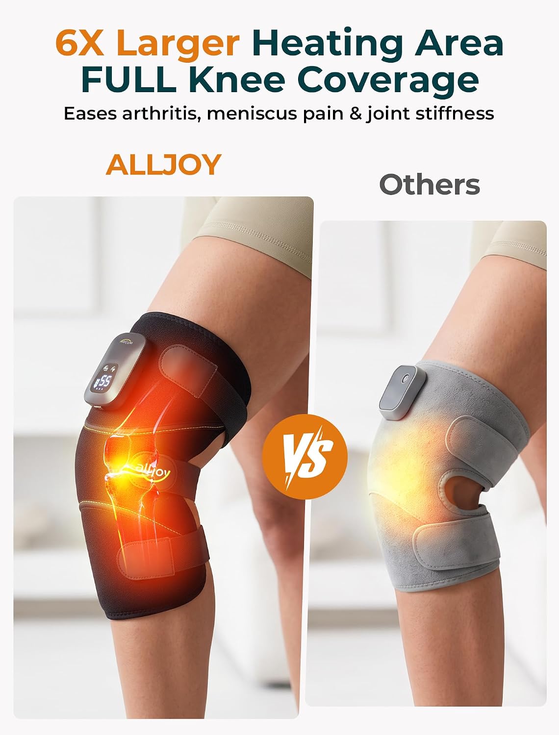 ALLJOY Knee Massager with Heat Red Light, Cordless Massagers for Knee Pain Relief