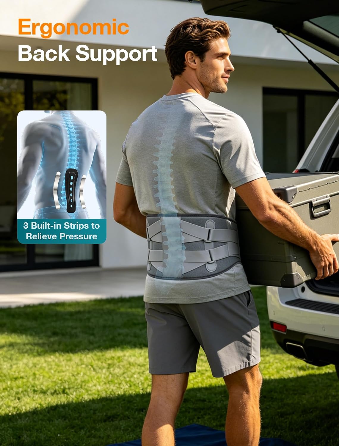 ALLJOY Heated Lumbar Support Belt – Cordless Heated Lumbar Massager for Back Pain & Daily Relief