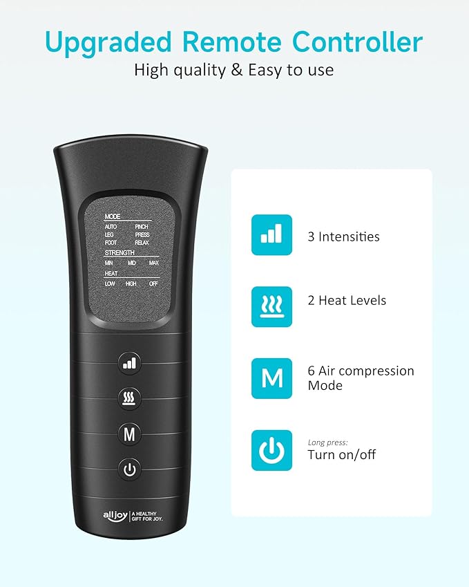 ALLJOY Leg Massager with Heat and Compression, 6 Modes 3 Intensities 2 Heat Levels