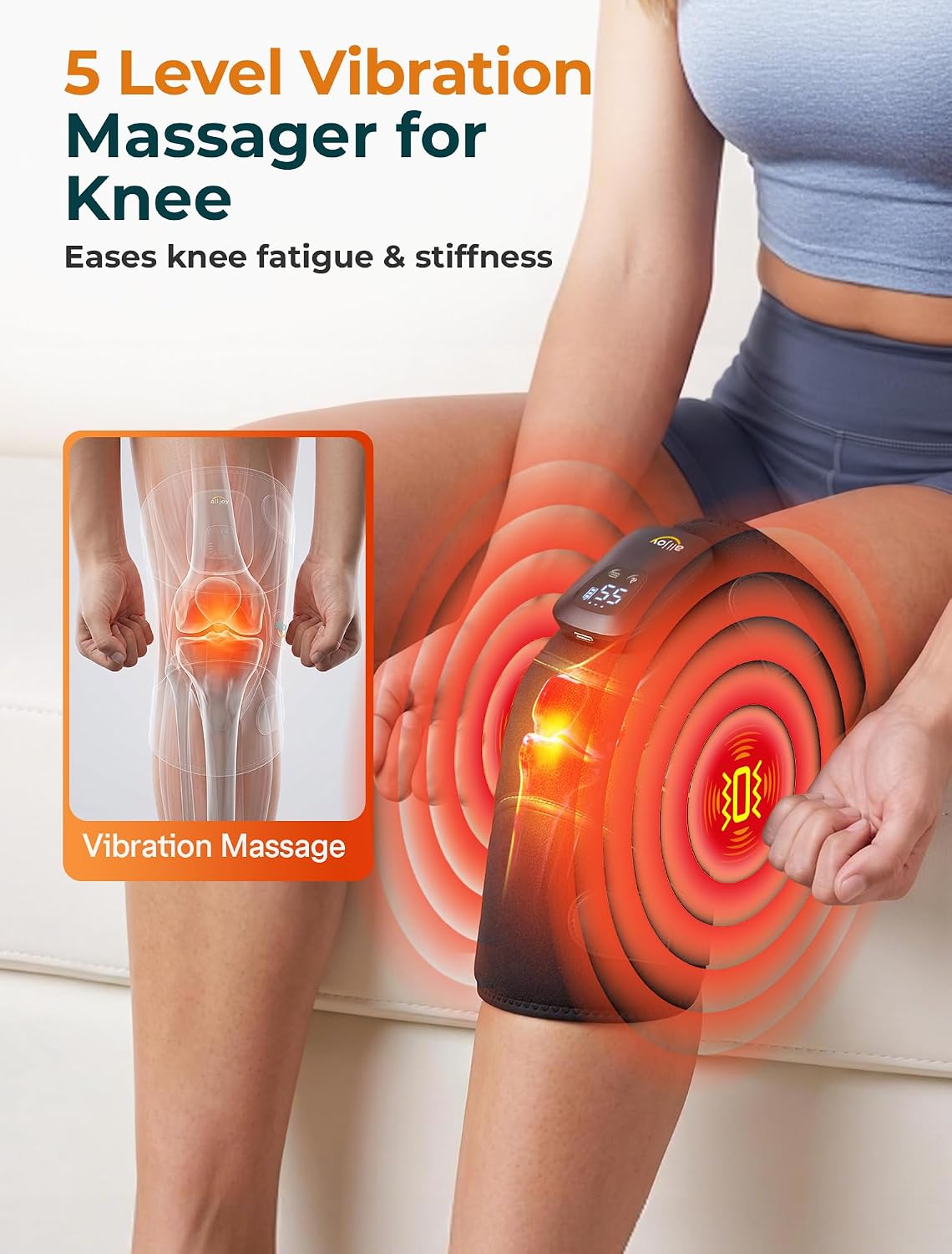 ALLJOY Knee Massager with Heat Red Light, Cordless Massagers for Knee Pain Relief