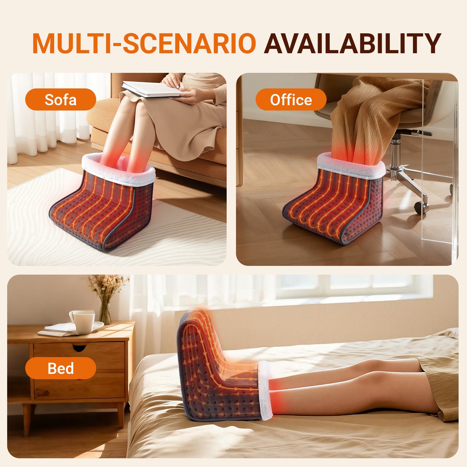Calientapies eléctrico ALLJOY para hombre y mujer, 6 niveles de calor y apagado automático a los 90 min
