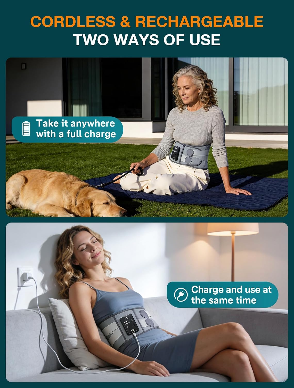ALLJOY Heated Lumbar Support Belt – Cordless Heated Lumbar Massager for Back Pain & Daily Relief