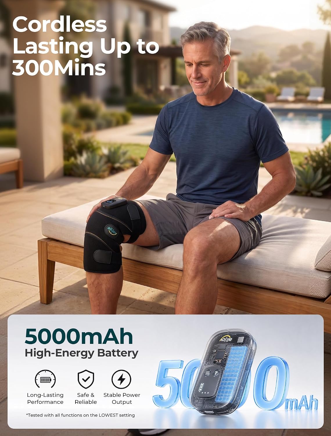 ALLJOY Knee Massager with Heat Red Light, Cordless Massagers for Knee Pain Relief