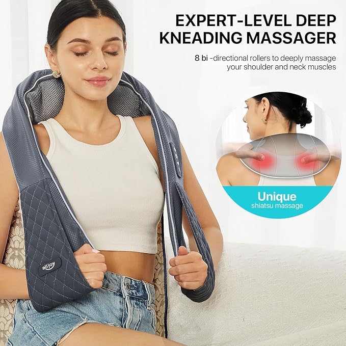 ALLJOY Cordless Shiatsu Neck Massager with Heat