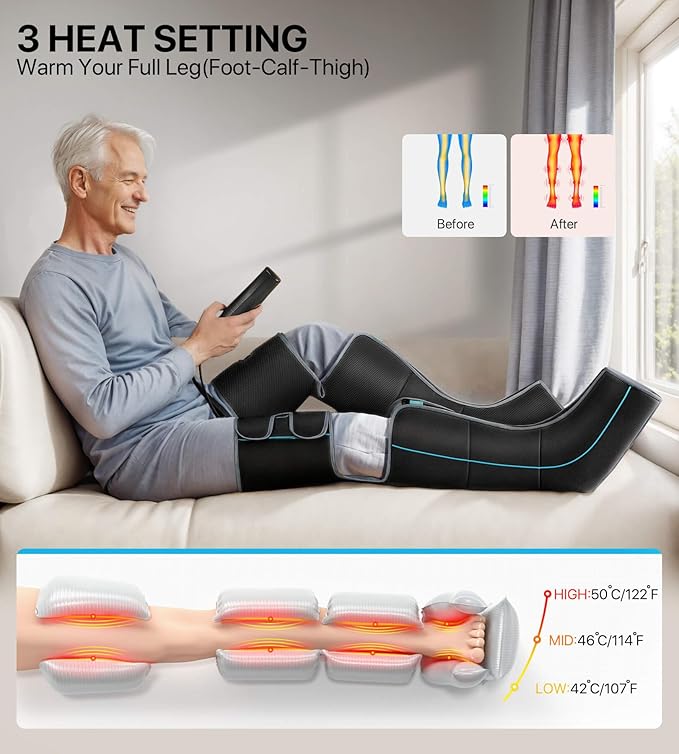 heated leg massager for relaxing tired calves and thighs	